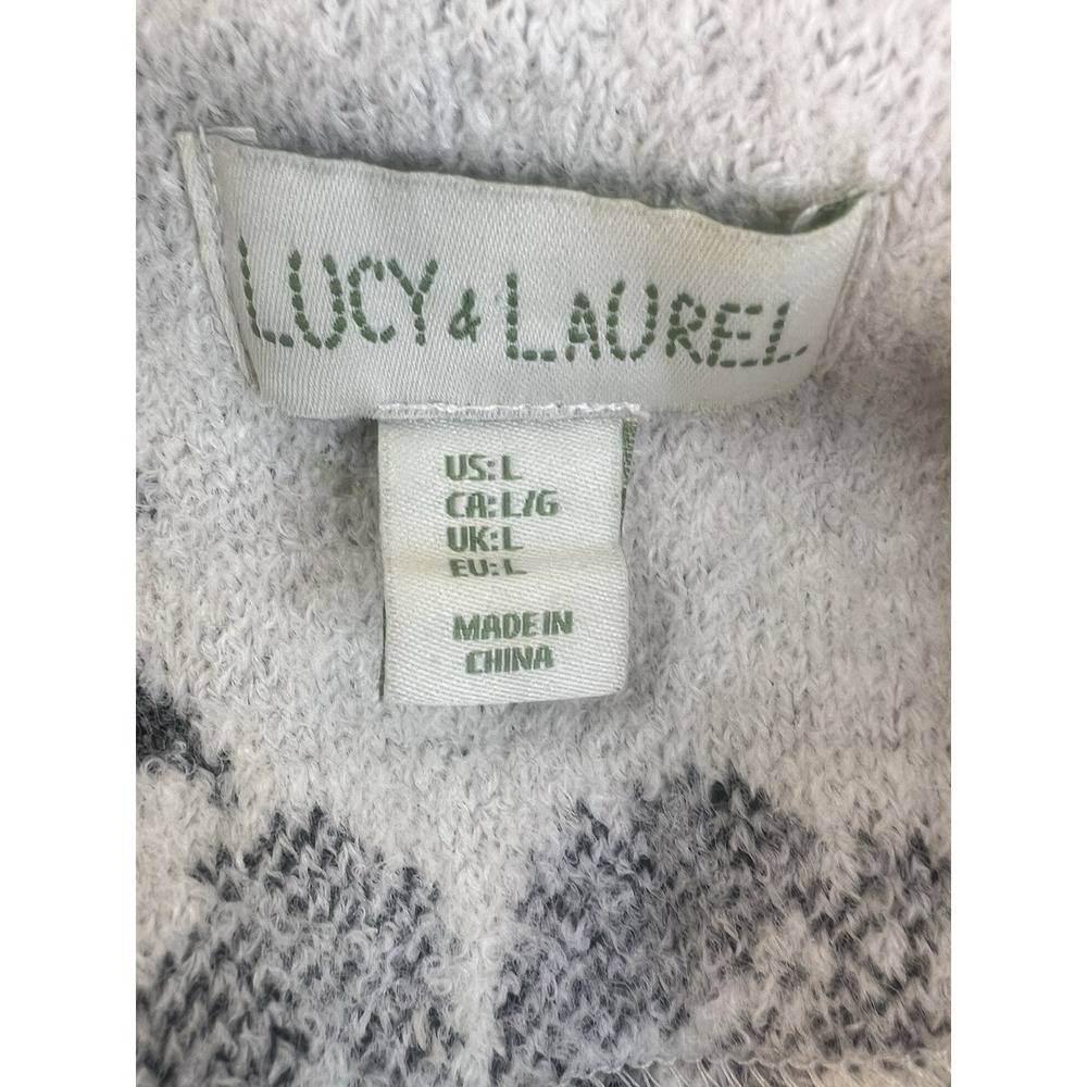 Lucy & Laurel Anthropologie Small Cream Grey Wool Blend Sweater Coat  L - Picture 7 of 7